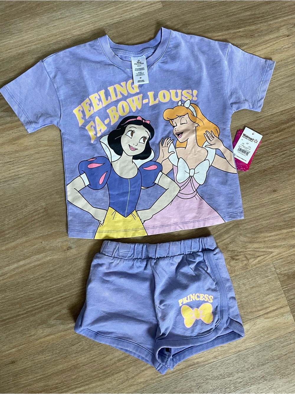 NWT Disney Purple Princess Top and Shorts Set with Snow White & Aurora - Size 5T